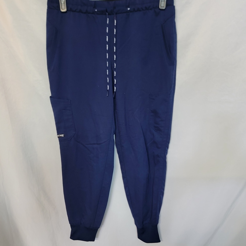 Grey's Anatomy Navy Drawstring Cargo Jogger Scrub Bottoms with Rifled Cuffs